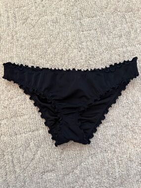Shade & Shore Black Ruffle Trim Bikini Bottoms